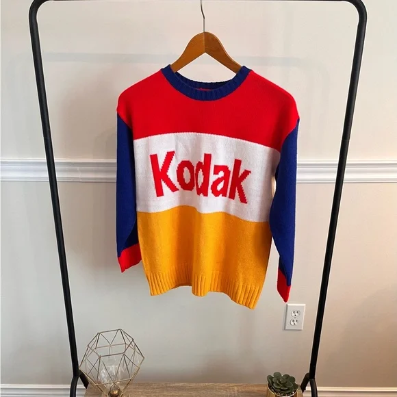 Rare Kodak Multicolour Colour Block Crewneck Pullover Long Sleeve Sweate… - Picture 5 of 5